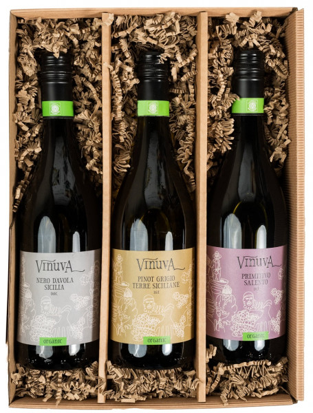 Geschenkpackung Vinuva Bio-Wein-Kiste